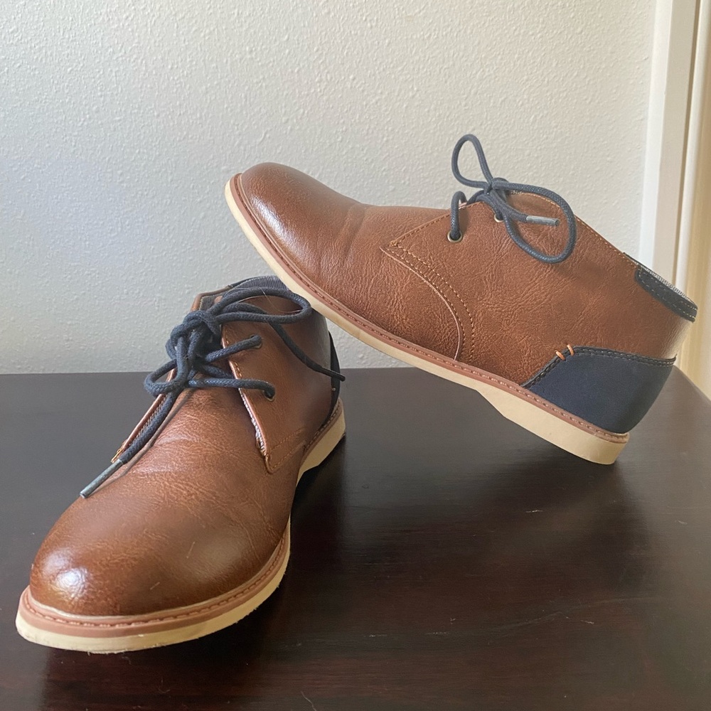 max + jake oliver oxford boys shoes brown and navy youth 6